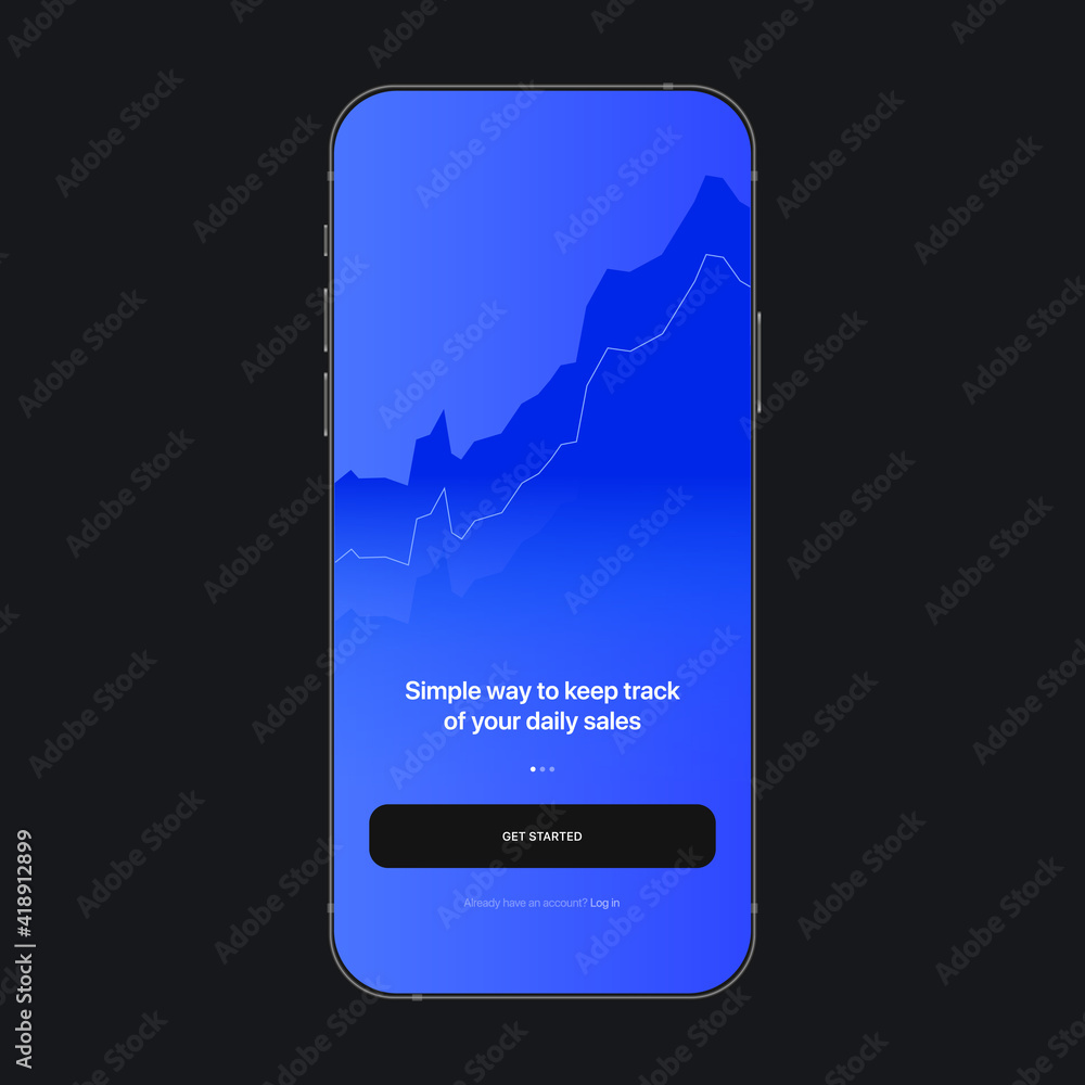 Poster start page ui screen concept. analytics app. vector illustration