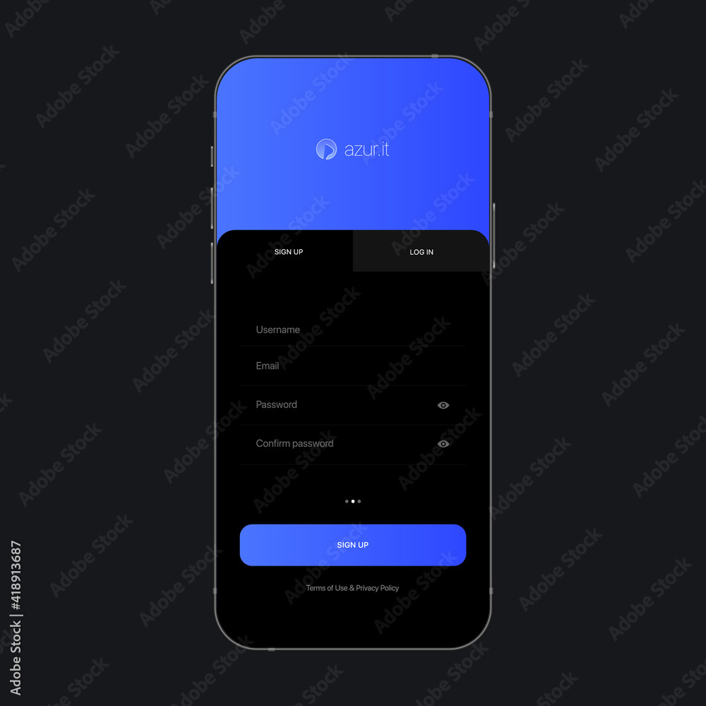 Poster sign up page ui screen concept. analytics app. vector illustration