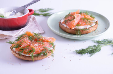 fresh cream, fish rolls and fresh dill
