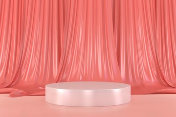 abstract minimal pastel color geometric shape background, showcase mockup for podium display, 3d rendering.	