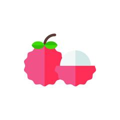 Lychee Flat Icon Logo Illustration Vector Isolated. Fruit and Healthy Food Icon-Set. Suitable for Web Design, Logo, App, and Upscale Your Business.
