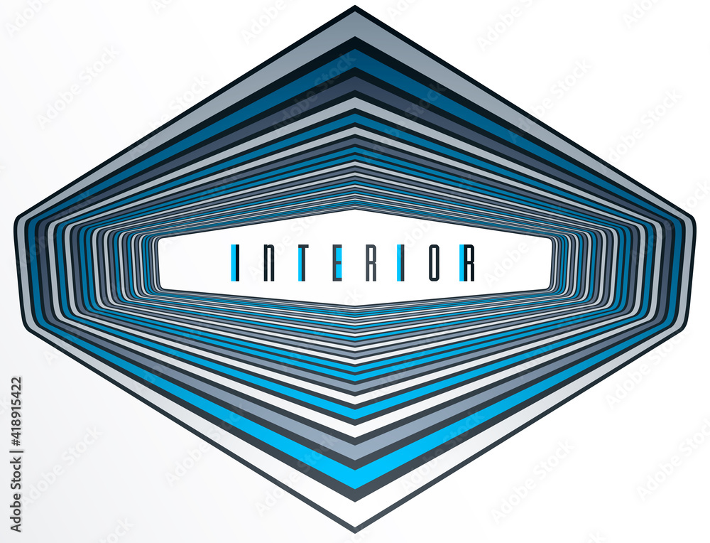 Poster abstract 3d trendy modern lines in perspective vector background, dimensional design cool element, f