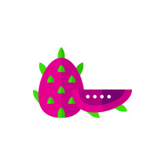 Dragonfruit, Pitaya Flat Icon Logo Illustration Vector Isolated. Fruit and Healthy Food Icon-Set. Suitable for Web Design, Logo, App, and Upscale Your Business.