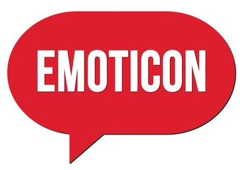 EMOTICON text written in a red speech bubble