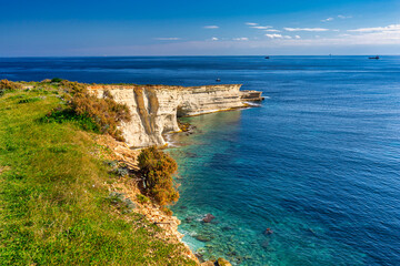 Beautiful cliffs of Malta at the Marsaxlokk village