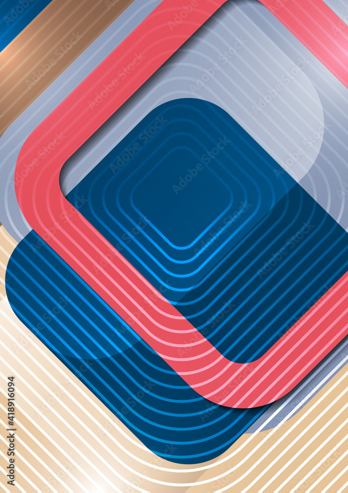 Poster overlapping rounded squares. minimalist creative design concept background. vector