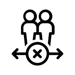 Wrong distance between people, two person standing too close for physical distancing to prevent coronavirus infection vector icon concept