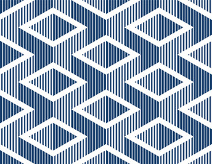 Seamless isometric lines geometric pattern, 3D cubes vector tiling background, architecture and construction, wallpaper design.
