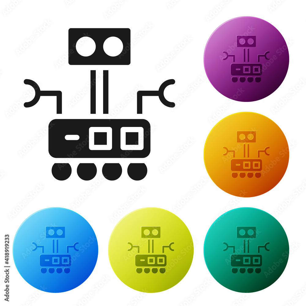 Poster black robot icon isolated on white background. artificial intelligence, machine learning, cloud comp