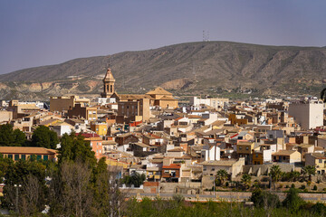 Fototapeta na wymiar Cieza with its church, Parroquia La Asuncion in the Murcia region in Spain