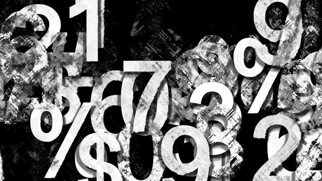 Wall from Dirty Glitch Digits 3 - The bold white numbers with cross-hatched dirt flow in different directions to match the vision for your project. Use it as overlay as displacement map as BG or as vj