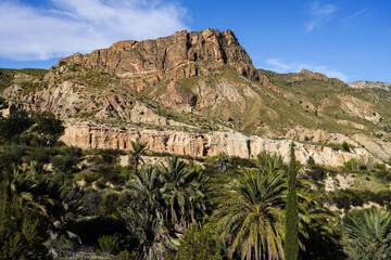 Fototapeta na wymiar Landscape view of the mountains of Ojos in Valley of Ricote, Murcia Spain