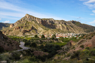 Landscape view of Villanueva del Rio Segura in Valley of Ricote, Murcia Spain