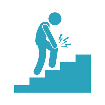Knee Hurt Pain When Climbing Up Stairs Silhouette 