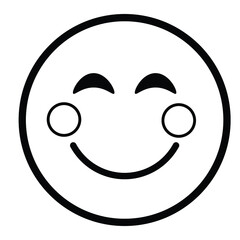 Cute thin line blush emoji face. Royalty free and fully editable.