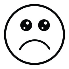 Cute thin line frowning emoji face. Royalty free and fully editable.