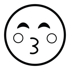 Fototapeta premium Cute thin line kiss with eyes closed emoji face. Royalty free and fully editable.