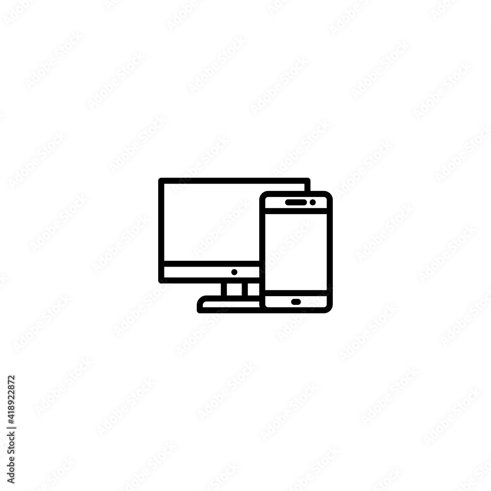 Aufkleber computer with mobile phone icon vector for web, computer and mobile app