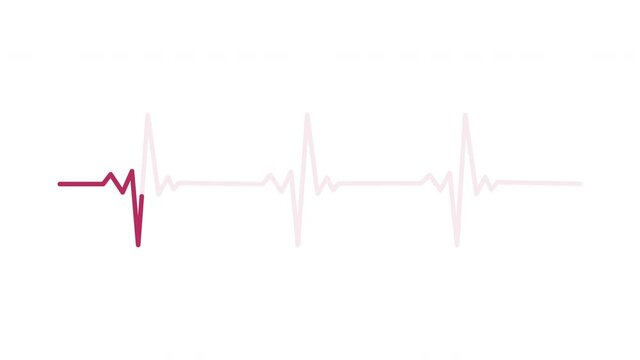 Heart beat line. Self drawing animation with alpha channel. Seamless loop.