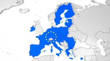 Fototapeta na wymiar European Union countries, map and flag - 3D illustration