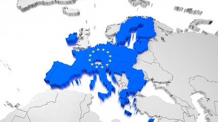 European Union countries, map and flag - 3D illustration