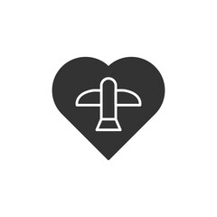 Plane in heart icon isolated on white background. Honeymoon symbol modern, simple, vector, icon for website design, mobile app, ui. Vector Illustration