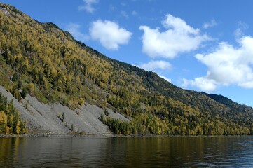 Teletskoye Lake in the north-east of the Altai Mountains. Altai Republic. Western Siberia. Russia