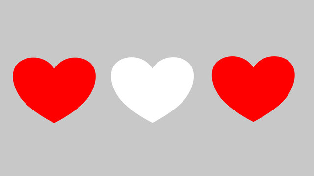three hearts white red gray flag