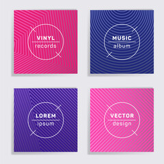 Abstract vinyl records music album covers set.