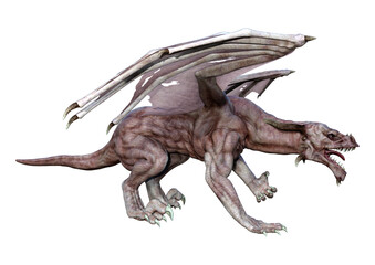 3D Rendering Fairy Tale Dragon on White