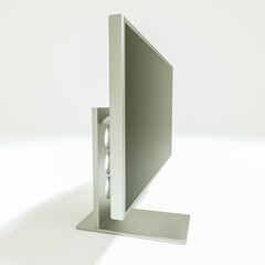 three-dimensional model of a modern silver monitor on a white background. 3d render illustration