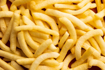 French fries Snack food crispy potato salty. Fast food or junk food snacks unhealthy concept.