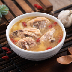Taiwanese food - Homemade delicious garlic chicken soup