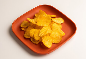 Crispy potato chips. Snacks Fast food or junk food snacks unhealthy concept.