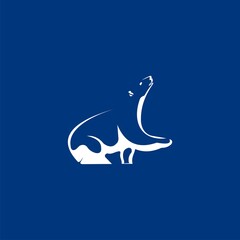 Polar Bear blue background, White logo, Design Template