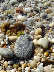 Closeup of stones on the beach