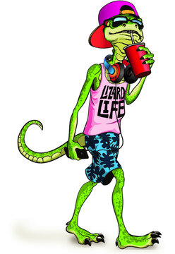 Vector Lizard on the beach