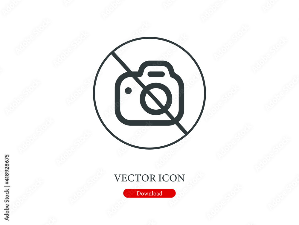 Poster no camera vector icon. editable stroke. linear style sign for use on web design and mobile apps, log
