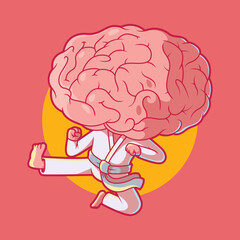 Karate Brain vector illustration. Sport, mental health design concept.
