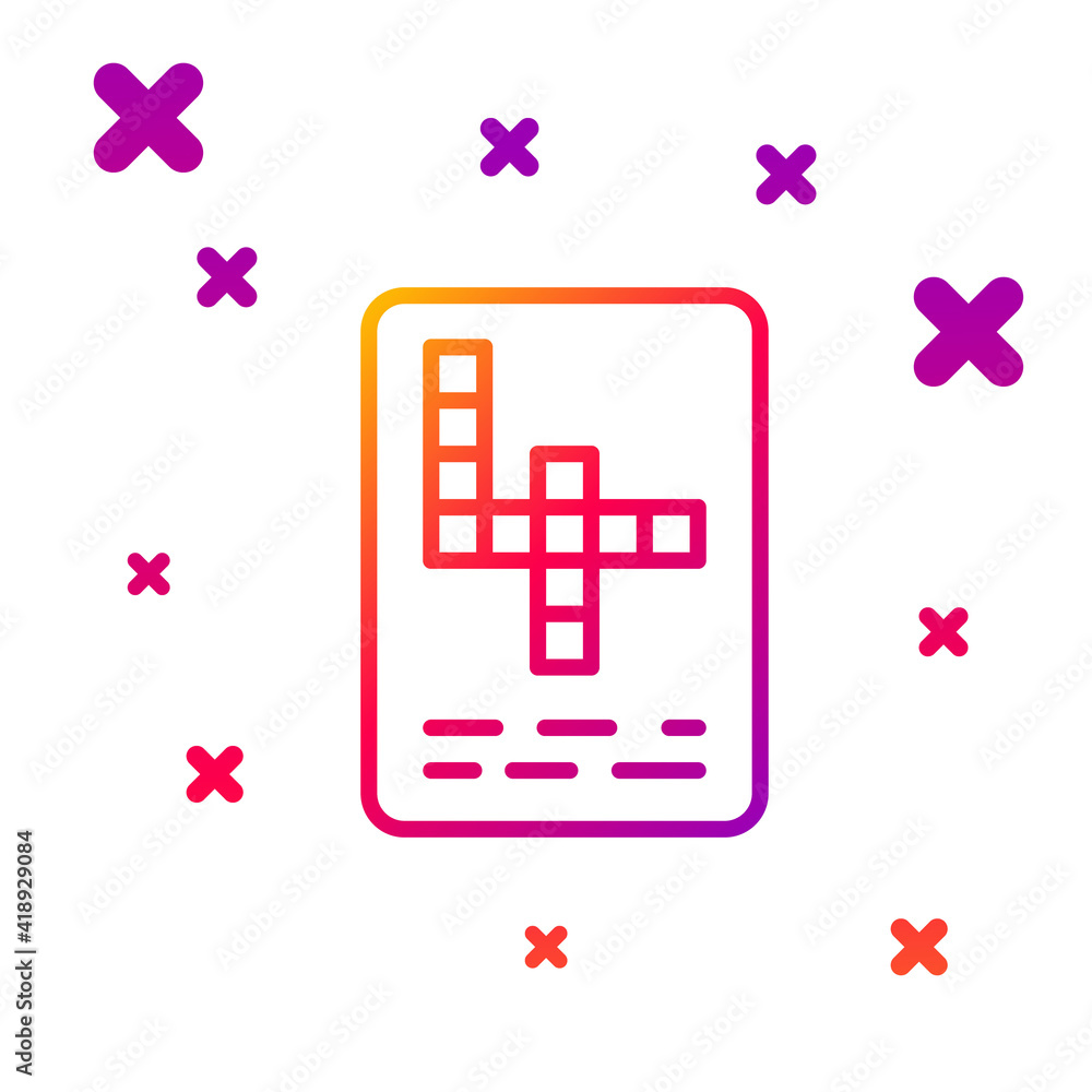 Poster color line crossword icon isolated on white background. gradient random dynamic shapes. vector.