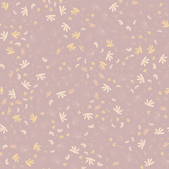 Seamless floral pattern. Endless repetition in a hand-drawn style. Botanical design for textiles, natural fabrics, packaging, wallpaper or decor. Beige background. Gypsy style. Vector