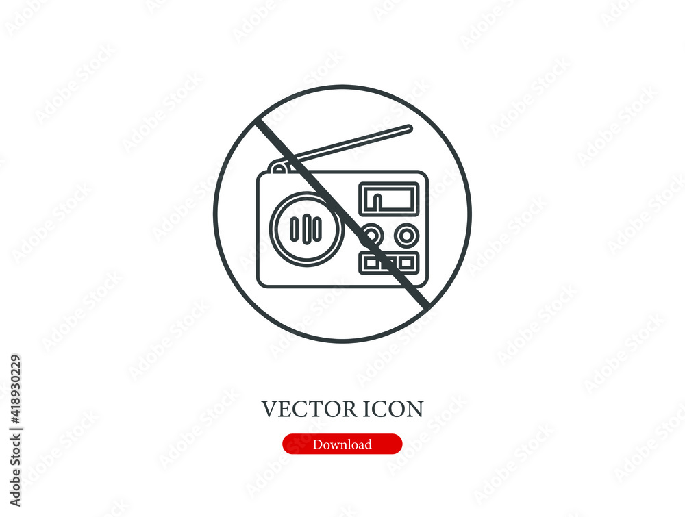 Poster no radio vector icon. editable stroke. linear style sign for use on web design and mobile apps, logo