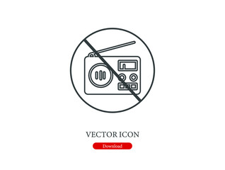 No radio vector icon.  Editable stroke. Linear style sign for use on web design and mobile apps, logo. Symbol illustration. Pixel vector graphics - Vector