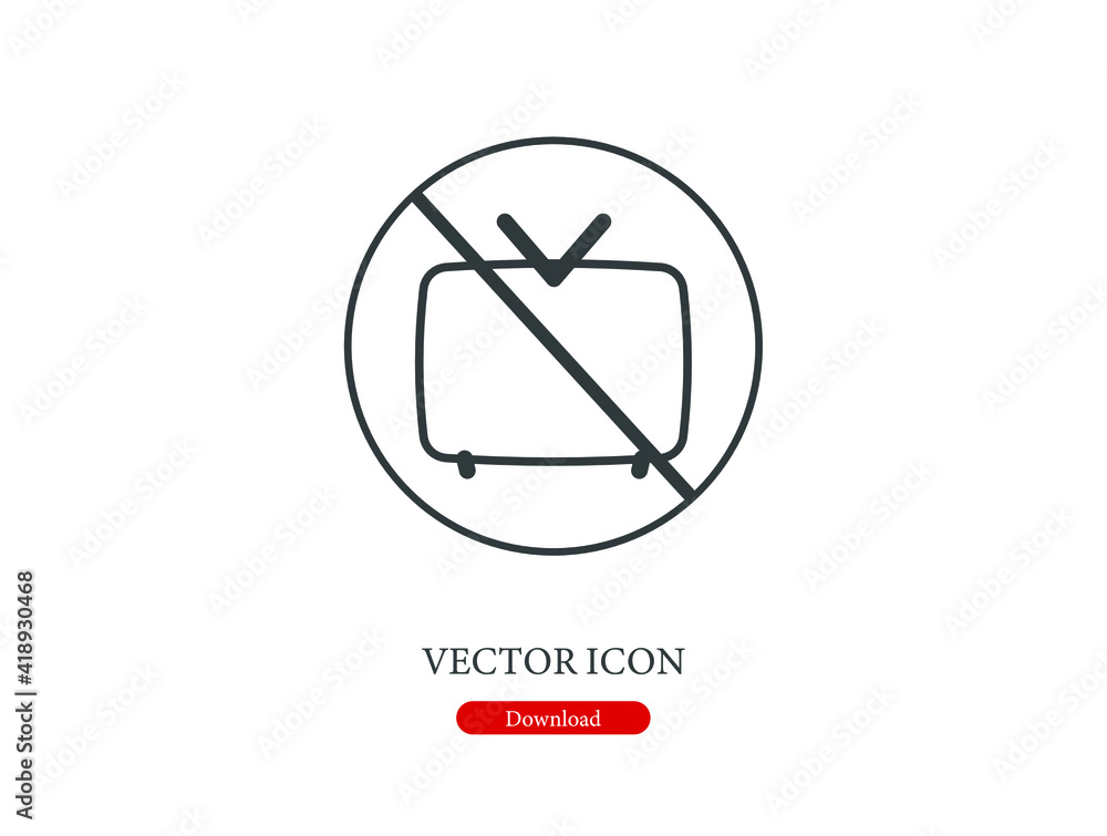 Poster no tv vector icon. editable stroke. linear style sign for use on web design and mobile apps, logo. s