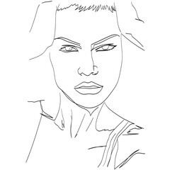 Surreal face continuous line drawing fashion minimalist concept lineart contempory portrait illustration.