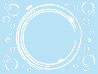 涼しげな和風の背景　円フレーム　青