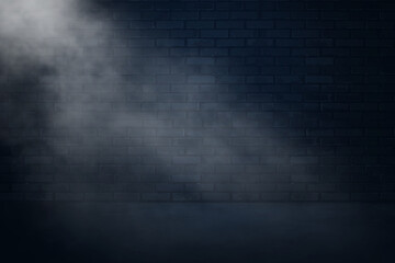 Ancient brick wall background and fog