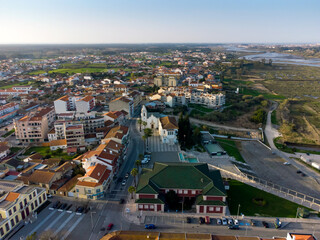 Drone view from the town of Vagos in Portugal