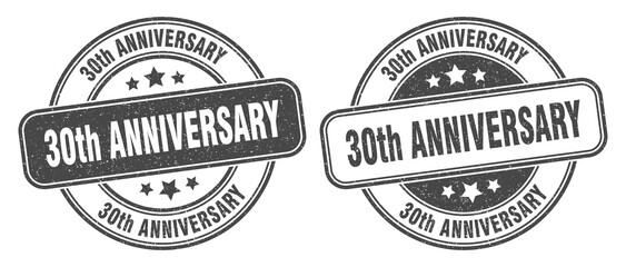30th anniversary stamp. 30th anniversary label. round grunge sign