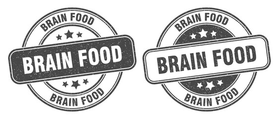 brain food stamp. brain food label. round grunge sign
